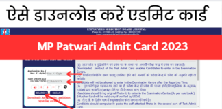 MPESB Patwari & Other Post Admit Card 2023 download कैसे करे?